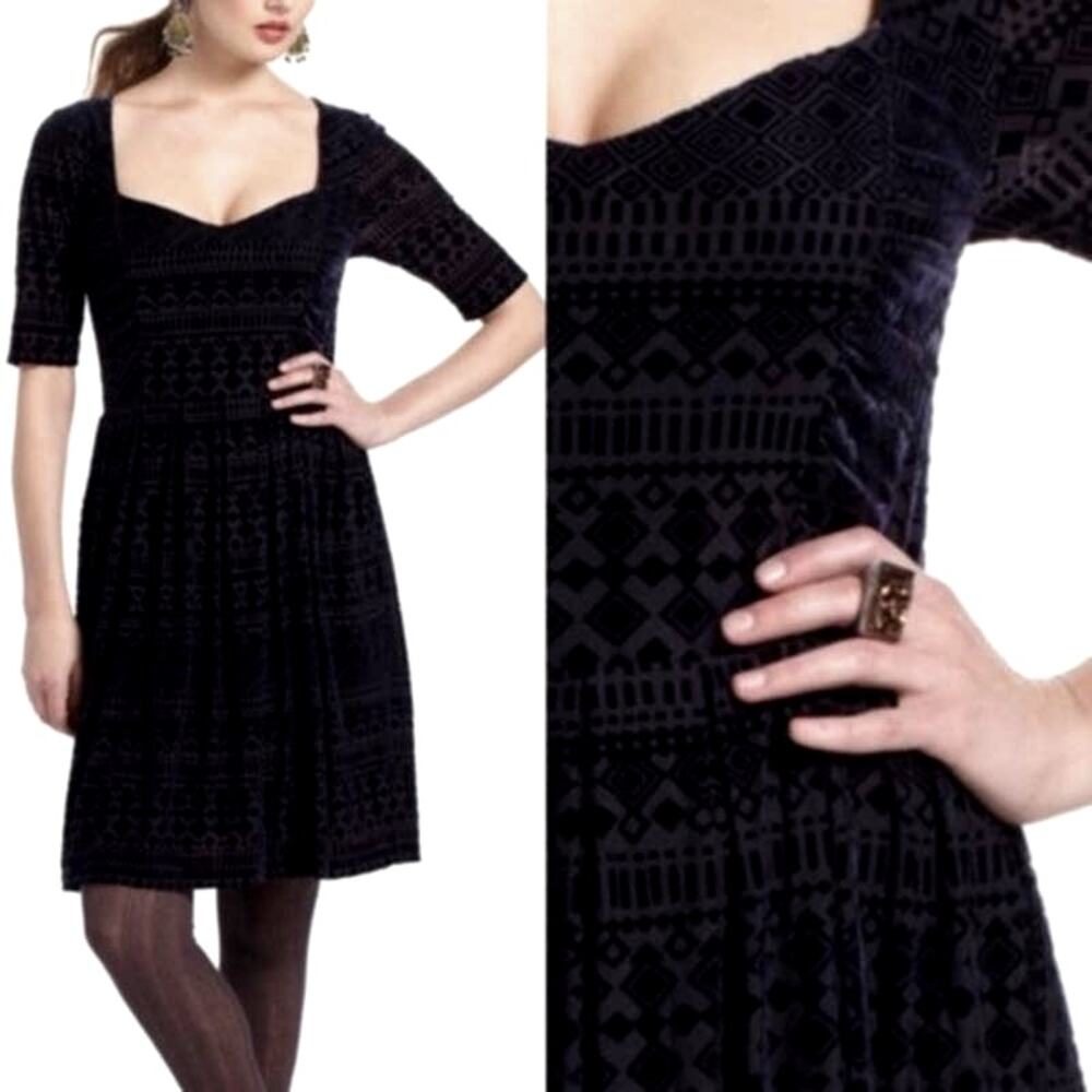 Anthro Meadow Rue Velvet Burnout Dress